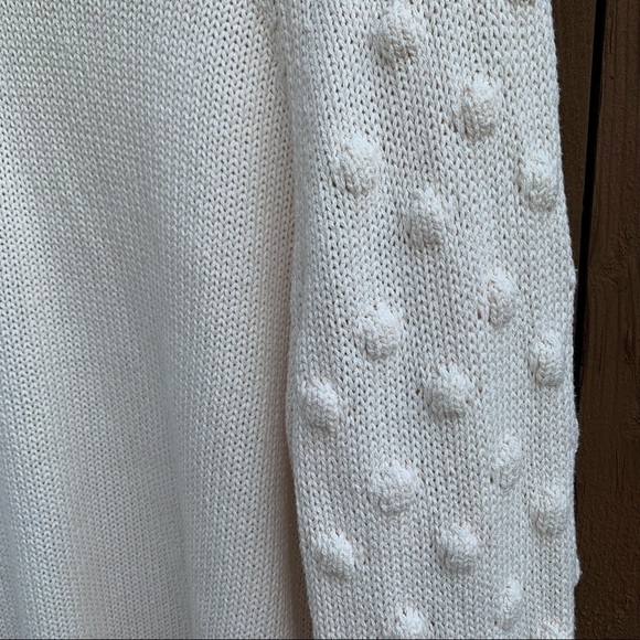 Vince Camuto | NWT Size Large Cream Sweater with Pom Pom Sleeves - Picture 7 of 15